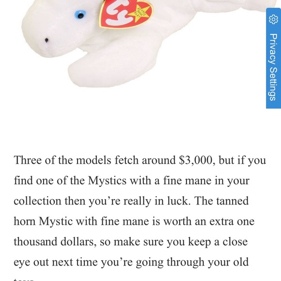 RARE! MYSTIC THE UNICORN BEANIE BABIES - Picture 7 of 7